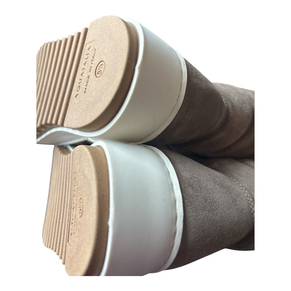 Aquatalia Waterproof Winter Boots Suede Fur Side Zip Light Taupe New Size US 5.5 - Picture 10 of 12